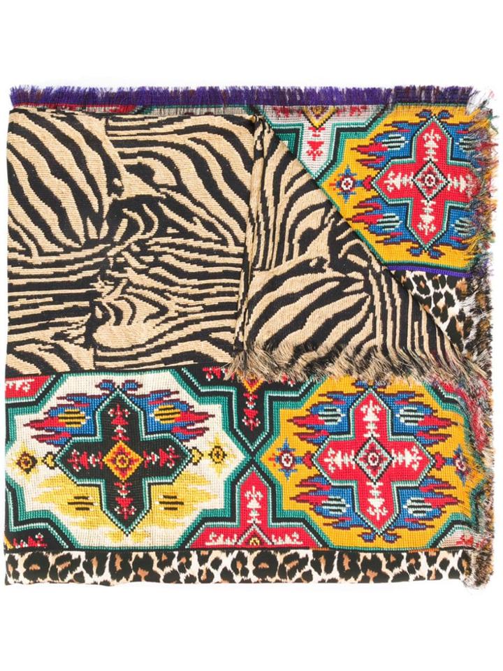 Pierre-louis Mascia Animal Patchwork Scarf - Neutrals