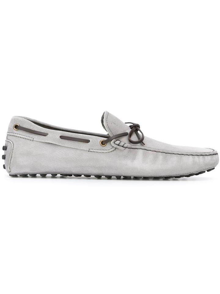 Tod S Gommino Driving Shoes, Men's, Size: 6, Grey, Chamois Leather/leather/rubber