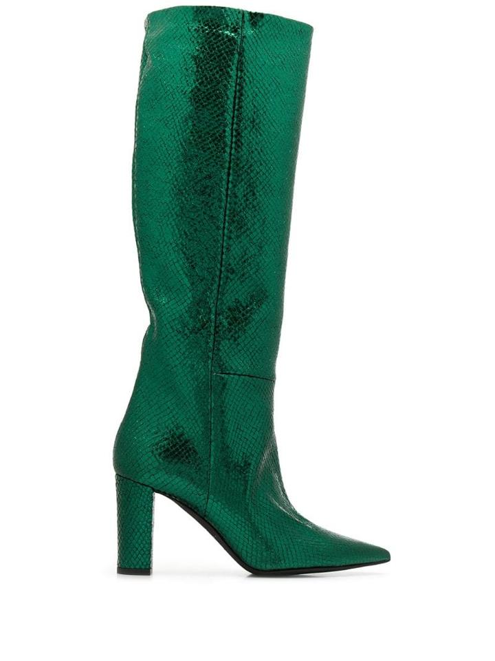 Marc Ellis Snakeskin Effect Knee High Boots - Green