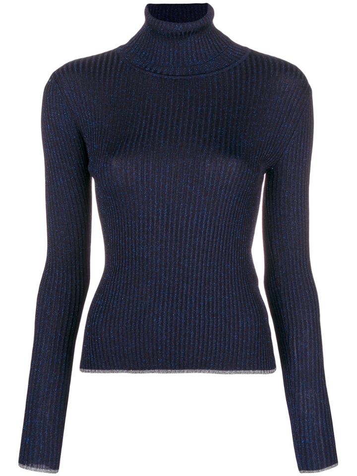 Marco De Vincenzo Ribbed Turtle Neck Sweater - Blue