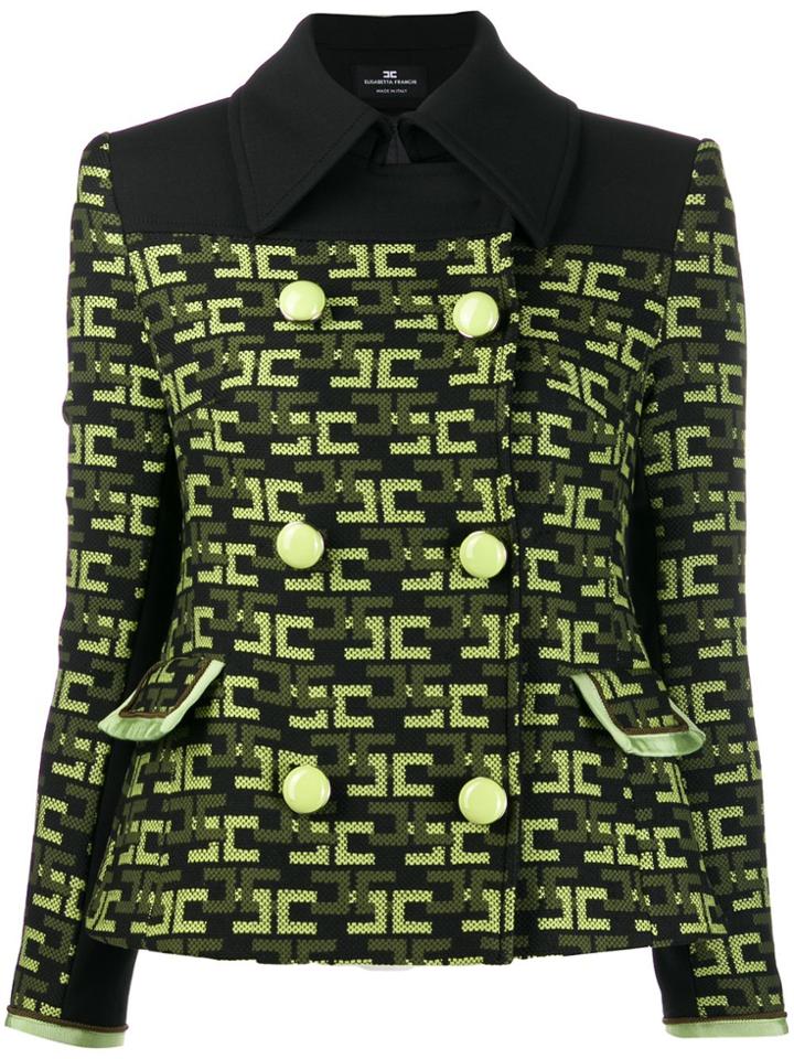 Elisabetta Franchi Logo Print Fitted Jacket - Black