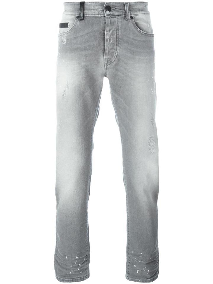 Marcelo Burlon County Of Milan Straight Leg Jeans, Men's, Size: 38, Grey, Cotton/spandex/elastane