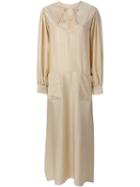 Alessandra Rich Pinstripe Blouse Dress, Women's, Size: 40, Nude/neutrals, Silk/polyester
