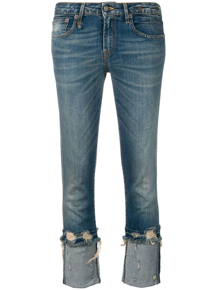 R13 Cropped Low Rise Jeans - Blue