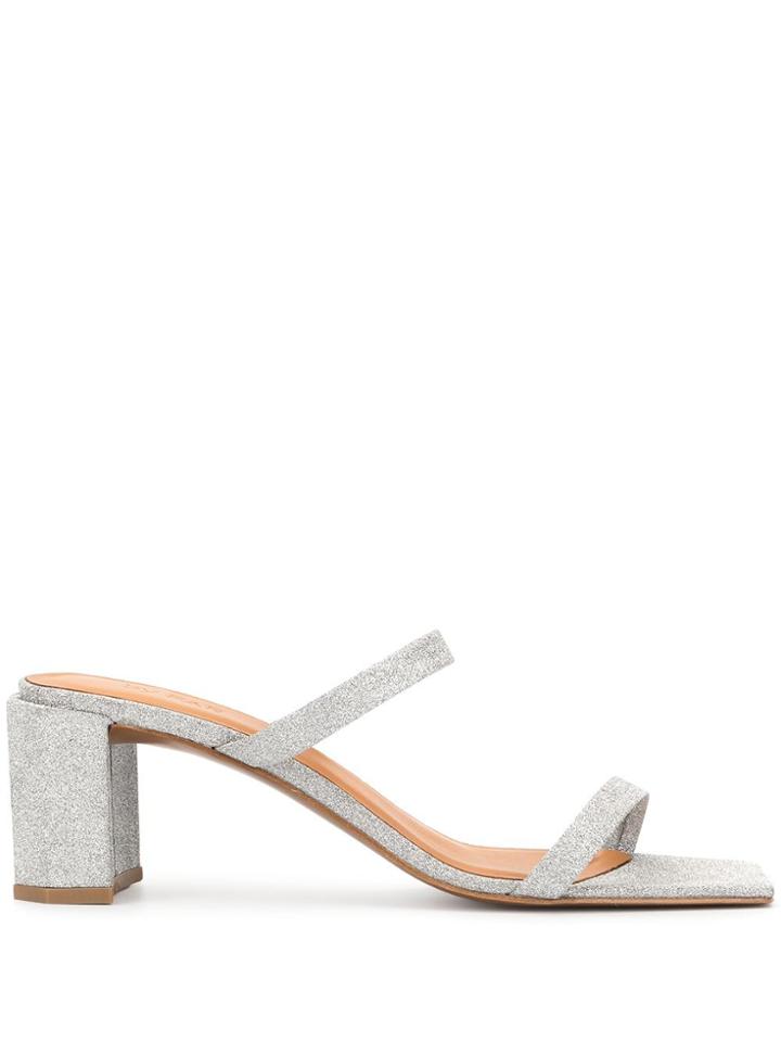 By Far Tanya Glittered Mules - Silver