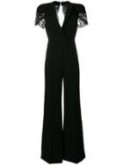 Elisabetta Franchi Floral Lace Detail Jumpsuit - Black