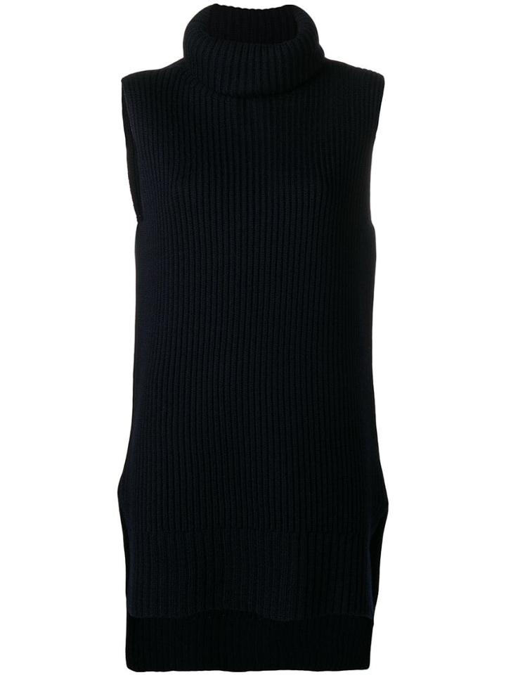 Joseph High Neck Knit Vest - Blue