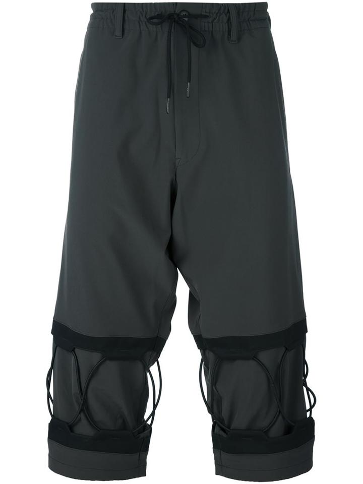 Y-3 Hoop Detail Cropped Trousers, Men's, Size: Small, Grey, Polyester/spandex/elastane/cotton