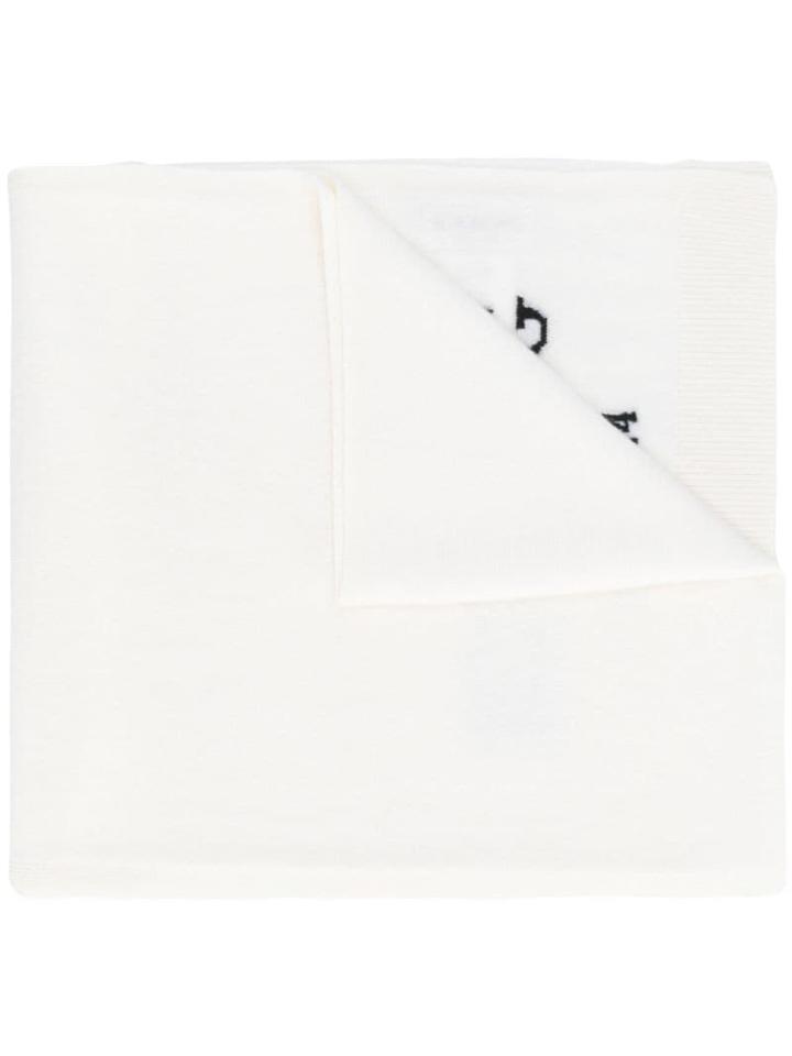 Iceberg Knit Logo Print Scarf - White