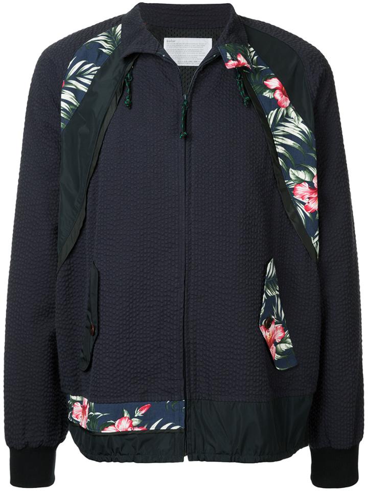 Kolor Zipped Floral Patch Jacket - Blue