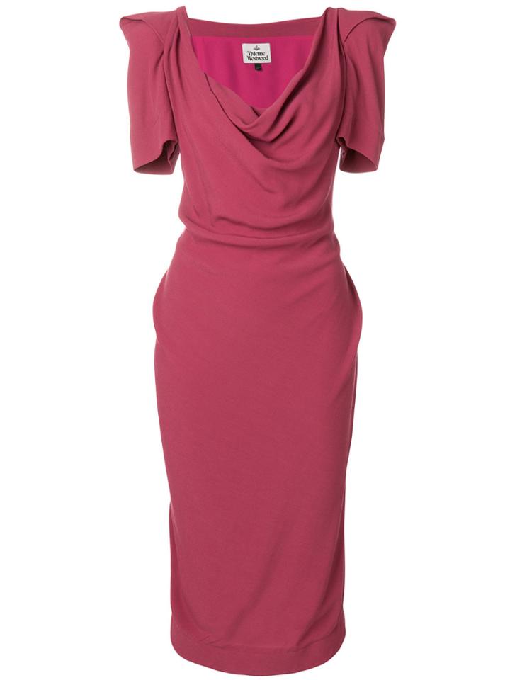 Vivienne Westwood Cowl Neck Midi Dress - Pink & Purple
