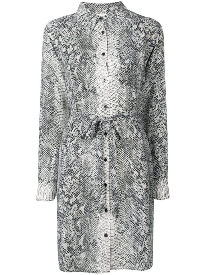 Gold Hawk Snake Print Shirt Dress - Grey