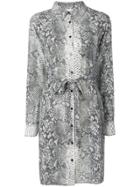 Gold Hawk Snake Print Shirt Dress - Grey