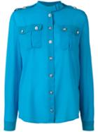 Versus Patch Pockets Shirt, Women's, Size: 42, Blue, Polyester