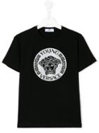 Young Versace Logo Print T-shirt, Boy's, Size: 7 Yrs, Black
