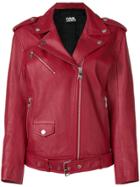 Karl Lagerfeld Oversized Leather Biker - Red