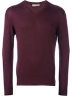 Cruciani V-neck Sweater, Men's, Size: 54, Pink/purple, Silk/cashmere