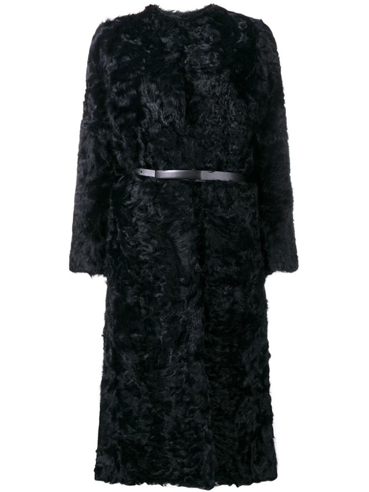 Yves Salomon Belted Coat - Blue