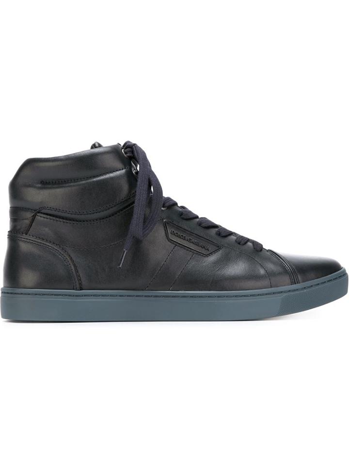 Dolce & Gabbana Classic Hi-top Sneakers, Men's, Size: 11, Blue, Leather/rubber