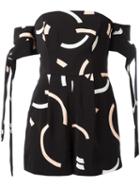 C/meo Strappy Sleeves Playsuit, Women's, Size: Large, Black, Polyester
