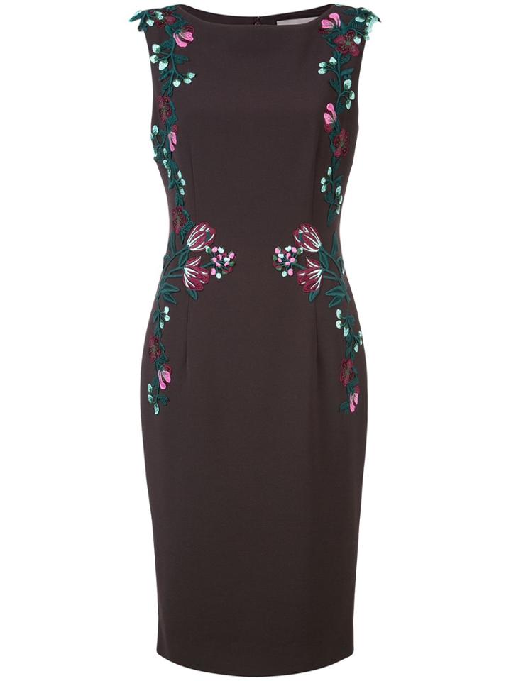 Lela Rose Embroidered Detail Dress - Brown