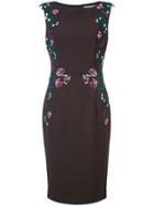 Lela Rose Embroidered Detail Dress - Brown