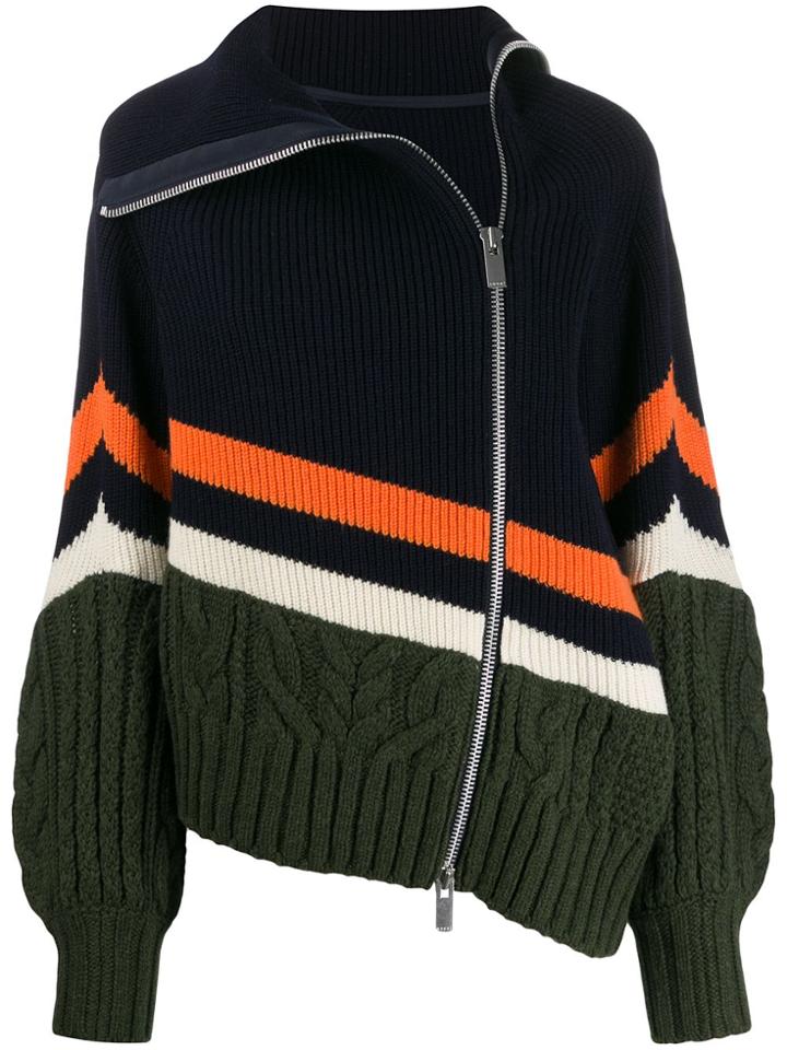 Sacai Knitted Zip-up Jumper - Blue