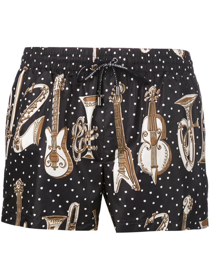 Dolce & Gabbana Musical Instrument Print Swim Short - Black