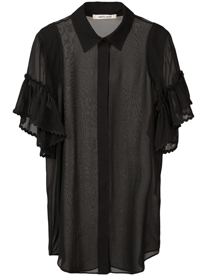 Roberto Cavalli Sheer Silk Shirt - Black