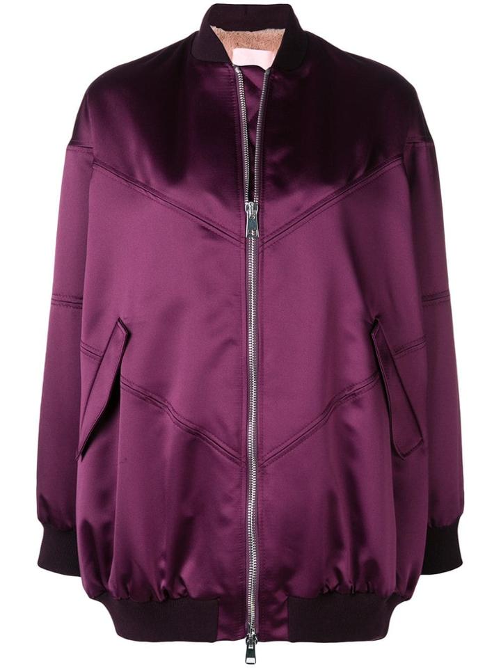 Giamba Zipped-up Bomber Jacket - Pink & Purple