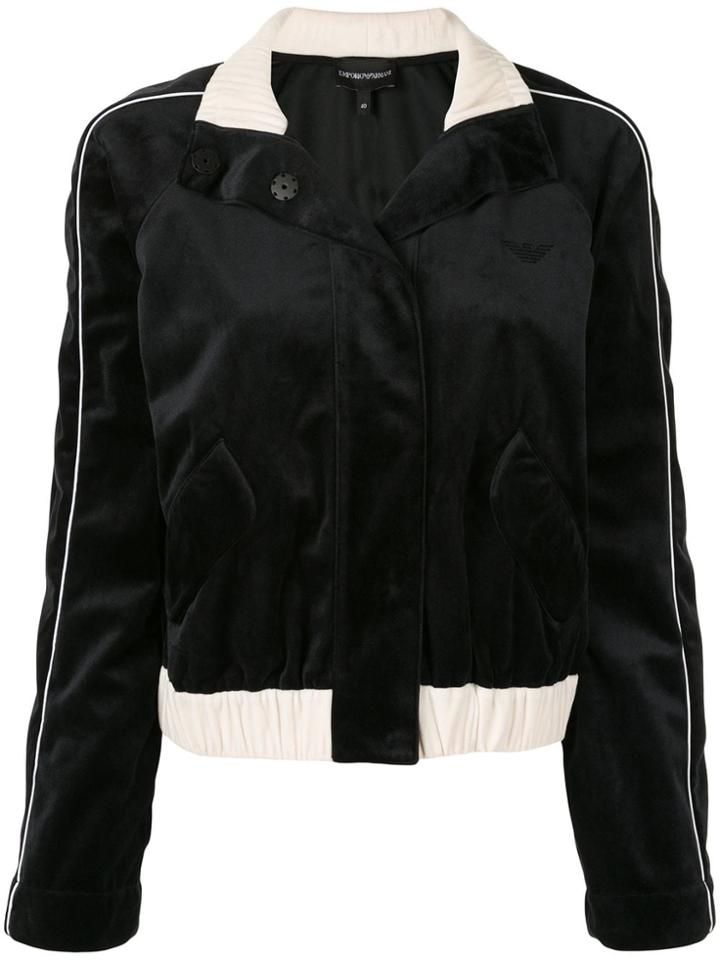 Emporio Armani Velvet Tracksuit Jacket - Black