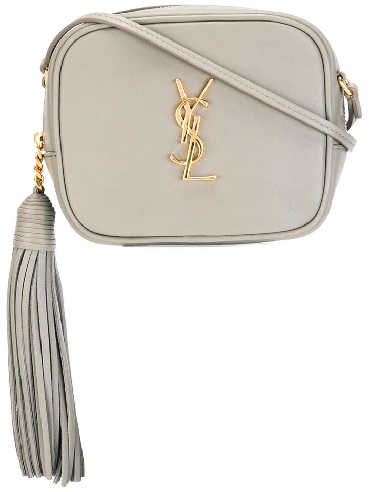 Saint Laurent Monogram Blogger Crossbody Bag, Women's, Grey, Leather