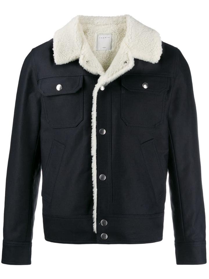 Sandro Paris Shearling Jacket - Blue