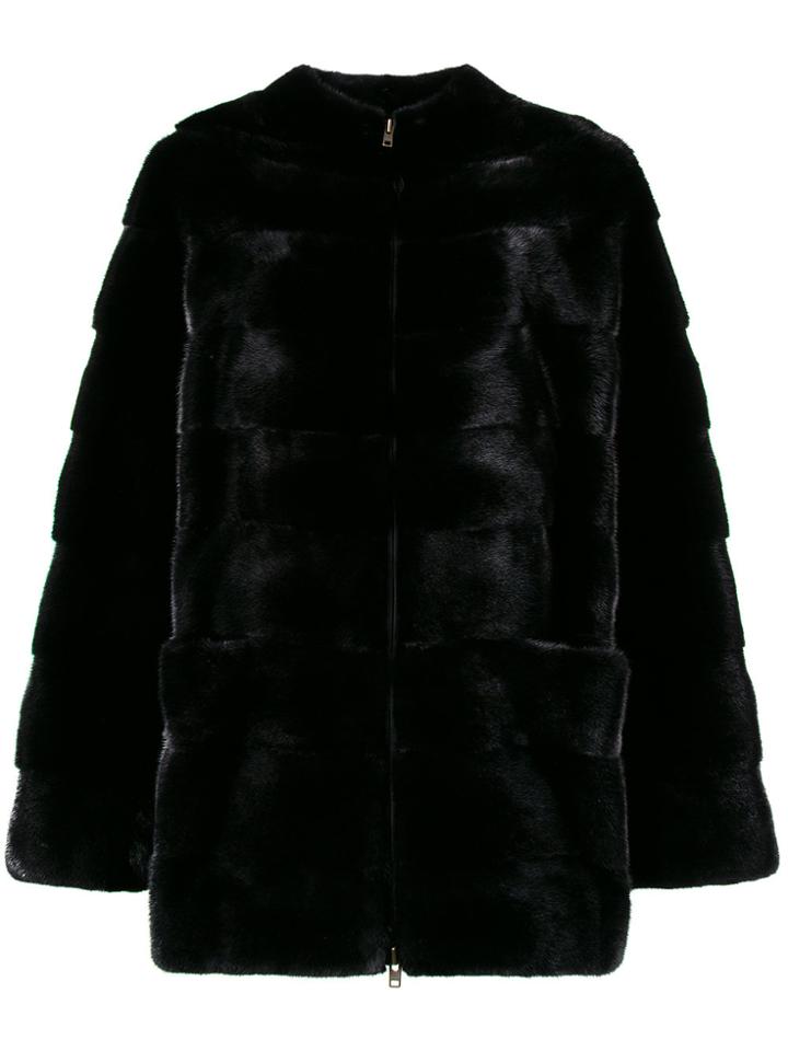 Liska Collarless Coat - Black