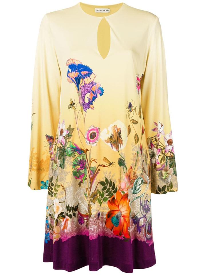 Etro Flora Print Midi Dress - Yellow