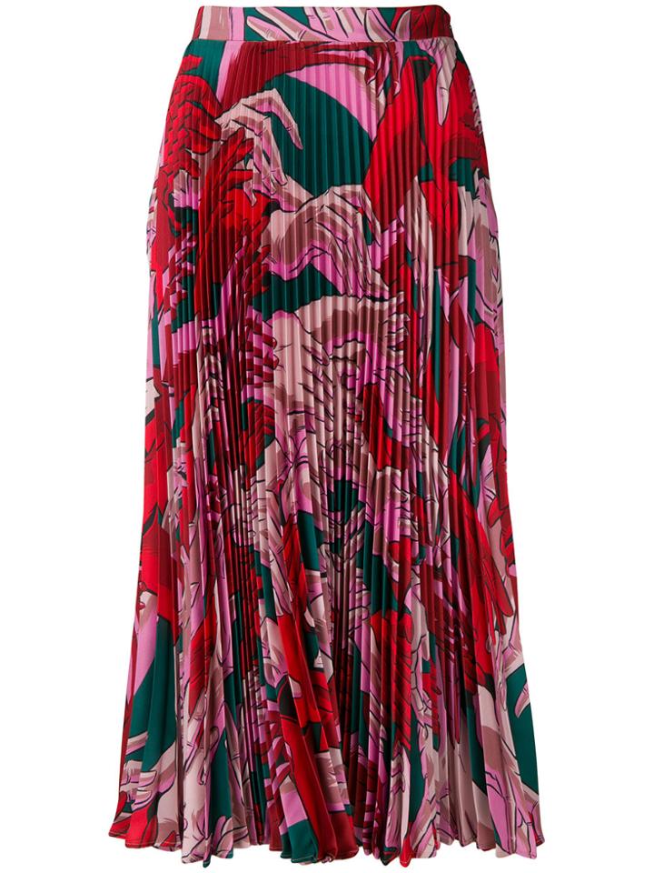 Marco De Vincenzo Floral Pleated Skirt - Red