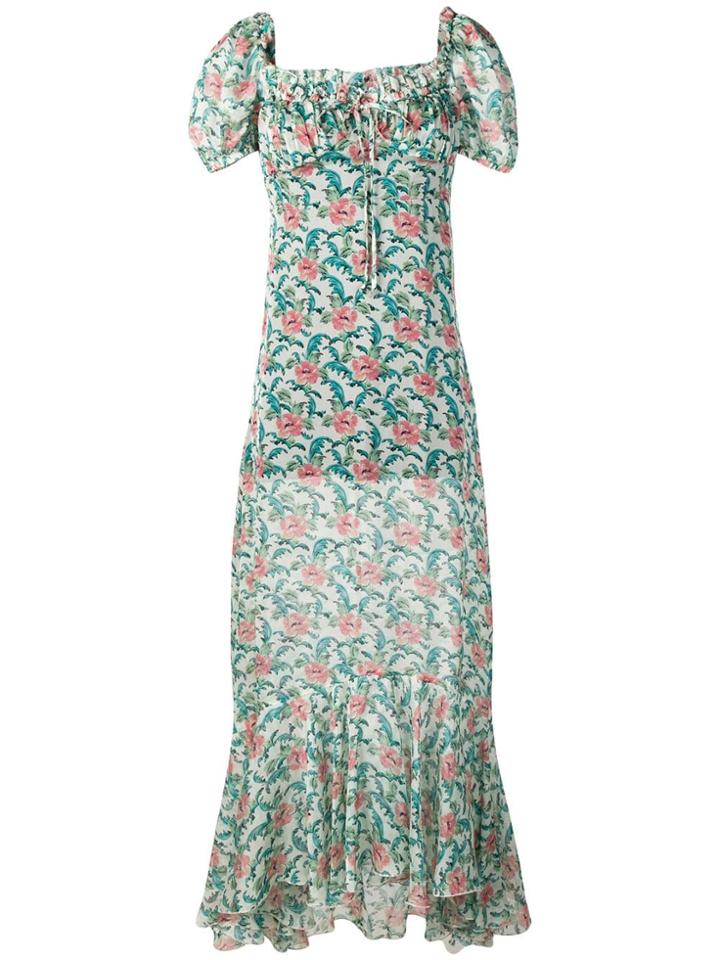 Raquel Diniz Floral Chiffon Dress - White