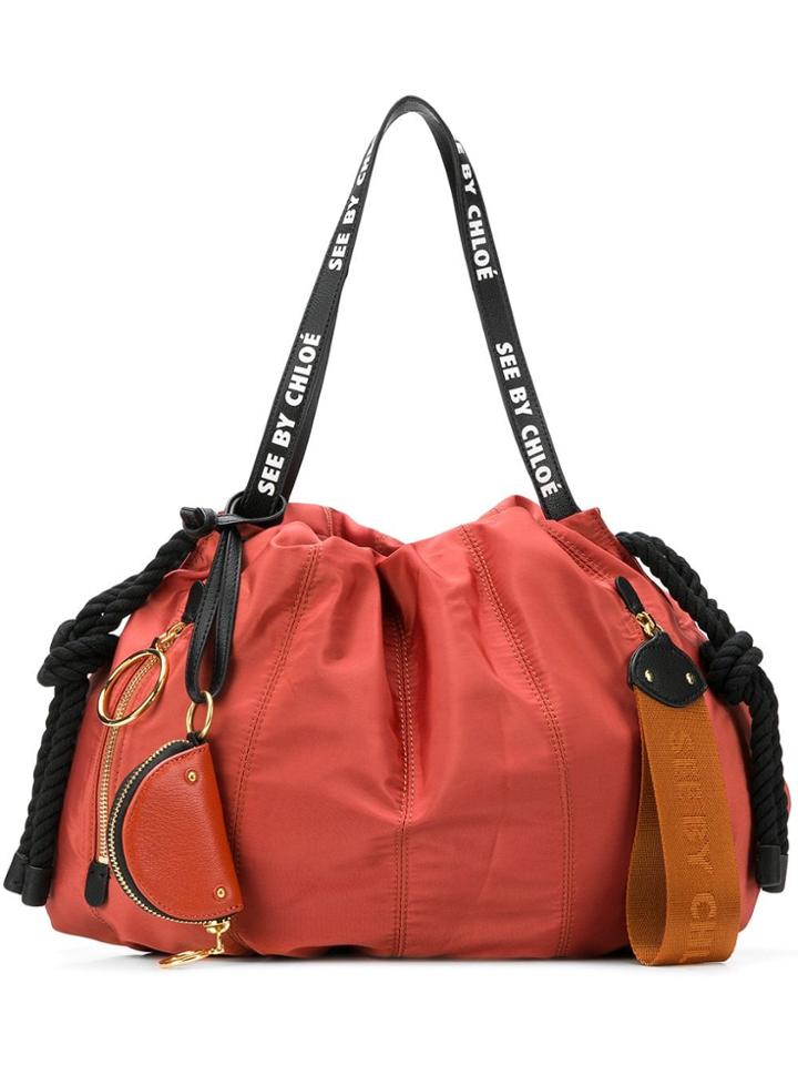 See By Chloé Printed Logo Sports Bag - Pink & Purple