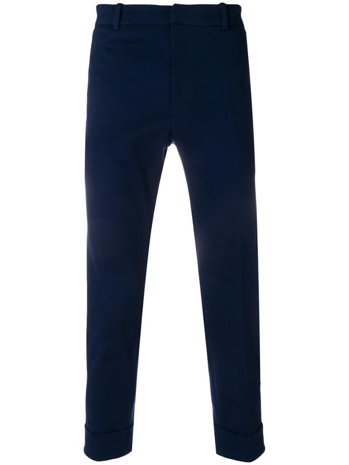 Paolo Pecora Turn Up Hem Trousers - Blue