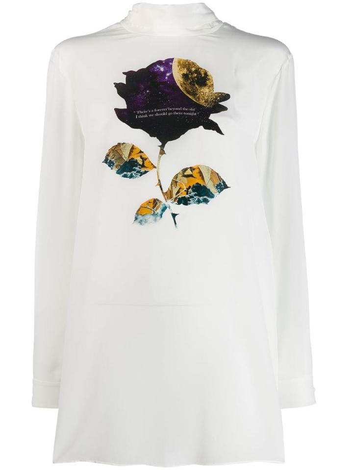 Valentino Space Rose Print Blouse - White