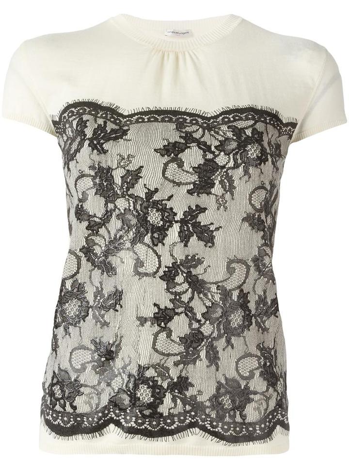 Emanuel Ungaro Lace Jacquard Top, Women's, Size: Xl, White, Wool