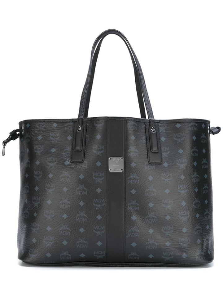Mcm Logo Motif Tote - Black