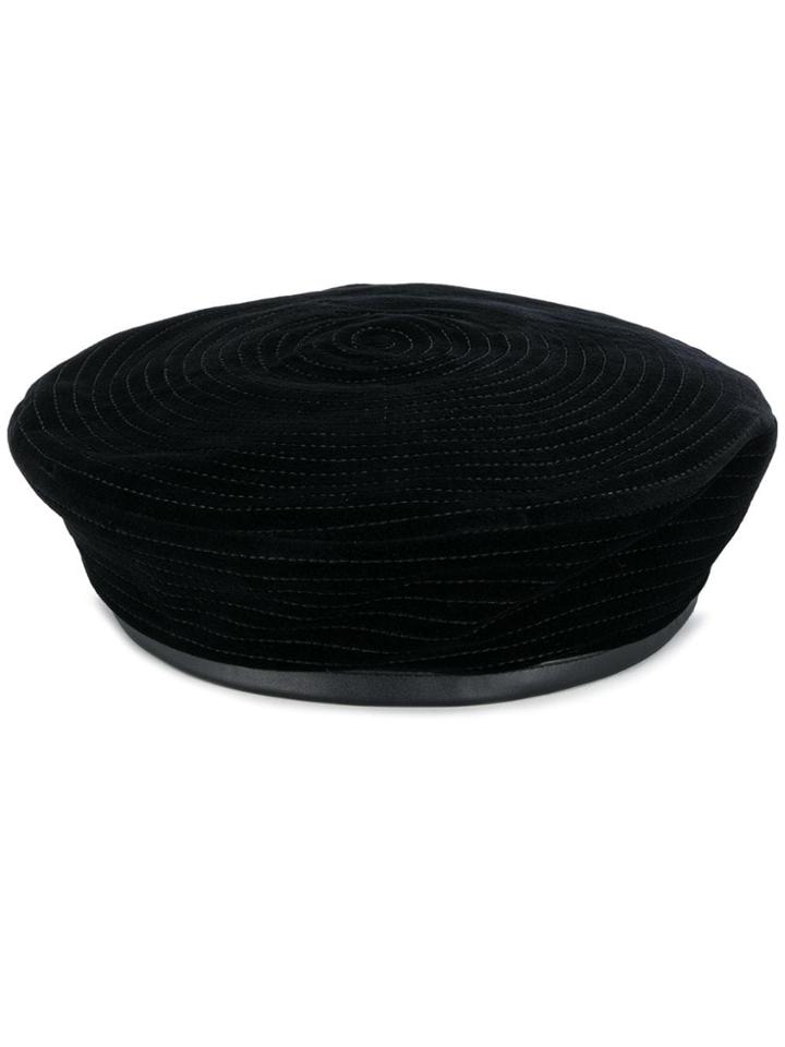 Gucci Leather Trimmed Beret - Black
