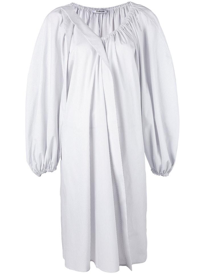 Chalayan - Striped Balloon Dress - Women - Cotton/polyester - One Size, Women's, White, Cotton/polyester