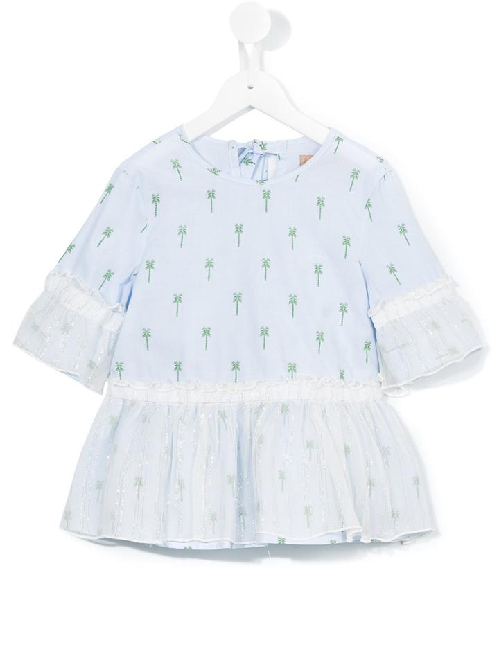 No21 Kids - Palm Tree Print Blouse - Kids - Silk/cotton/polyamide - 8 Yrs, Blue