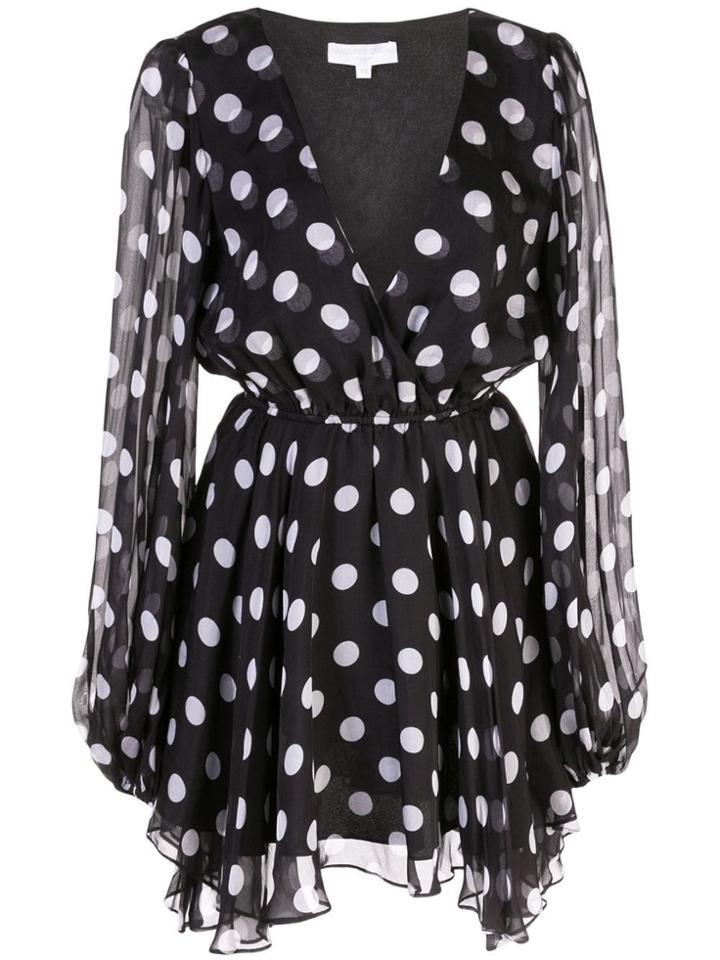 Caroline Constas Polka Dot Evening Dress - Black