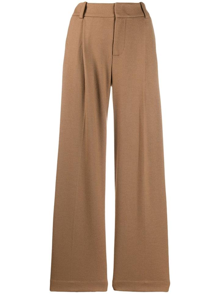 Vince Wide-leg Knit Trousers - Brown