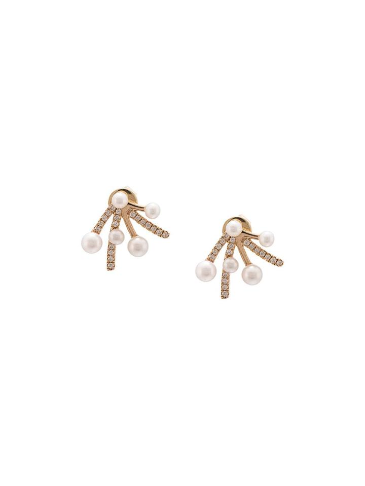 Dana Rebecca Designs Diamond And Pearl Ear Jackets - Gold