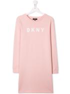 Dkny Kids Teen Logo Printed Sweatshirt Dress - Pink