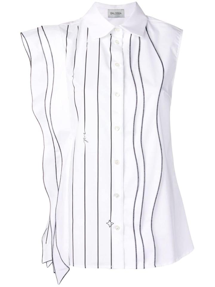 Balossa White Shirt Striped Sleeveless Shirt